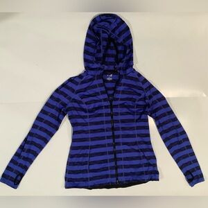 Lukka Blue and Black Striped Women's Hoodie Sweater